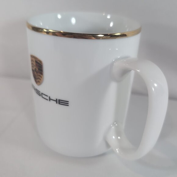 Porsche Germany Mug Monogram Logo White Gold Coffee Ceramic Luxury Car Trim - Picture 12 of 14